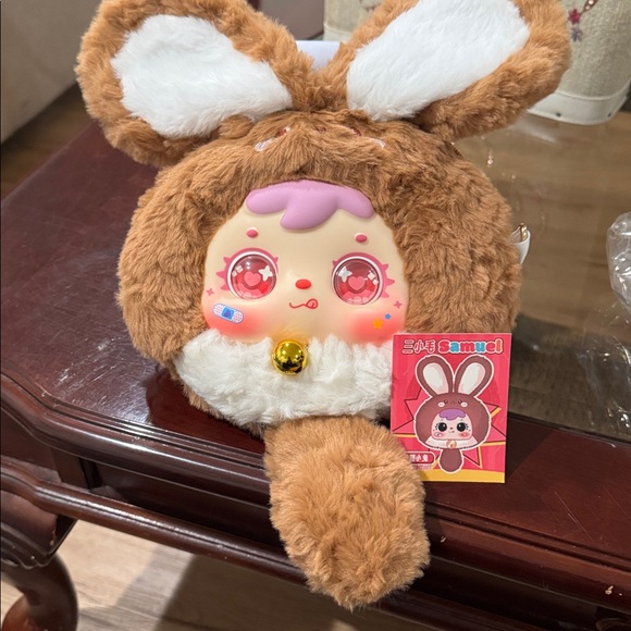 Pop mart Brown and White Plush Rabbit bag - Picture 1 of 4